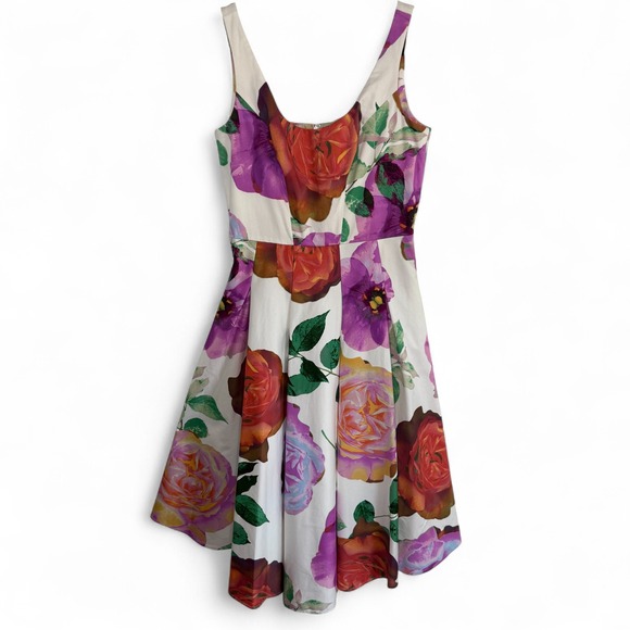 Calvin Klein Dresses & Skirts - Calvin Klein Floral Fit & Flare‎ Dress 8 White Roses Garden Party Wedding Guest